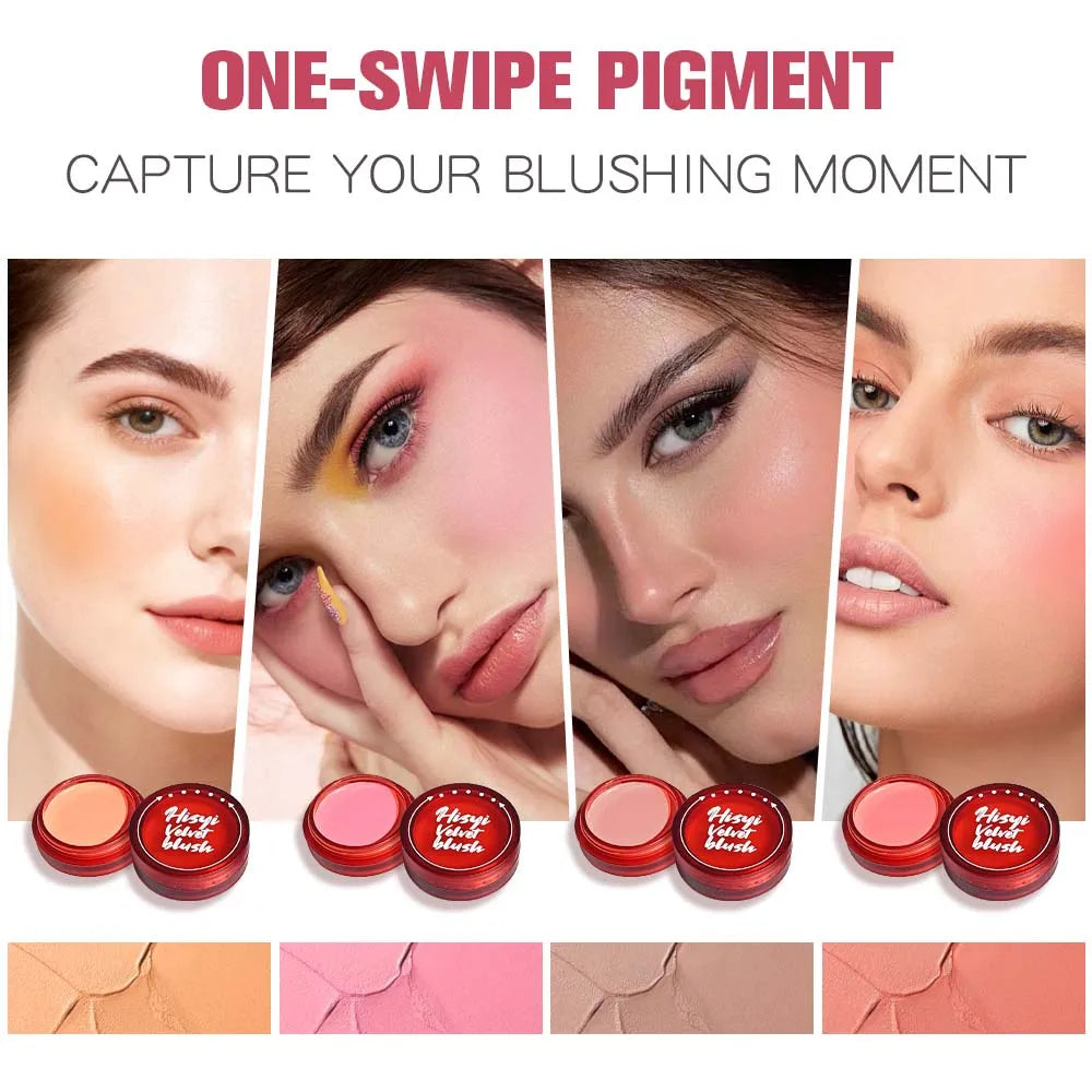 HISYI Velvet Blush Matte Creamy Texture Natural Cheek Tint Long-lasting Makeup Face Beauty Zpaxo