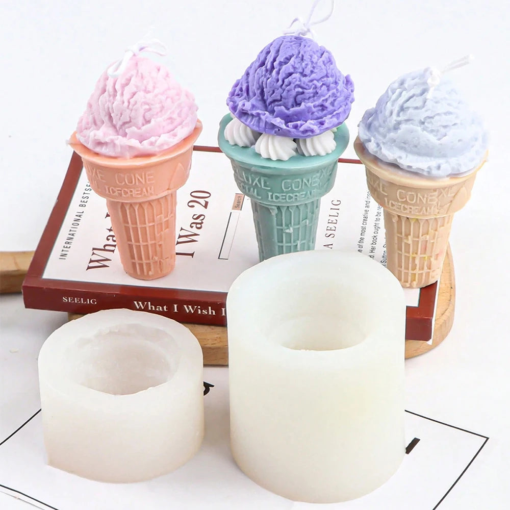 Ice Cream Silicone Candle Mold DIY Aromatherapy Soap Plaster Wax Making Ice Cream Cone Fondant Dessert Cake Baking Mold Zpaxo