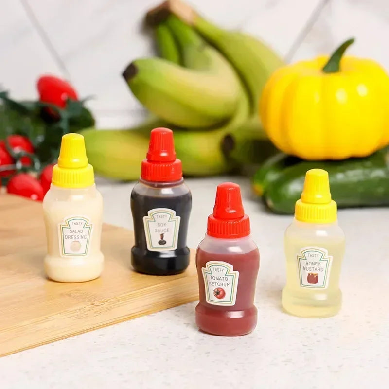 4/8pcs Mini Condiment Squeeze Bottles 25ml Honey/Ketchup/Soy Sauce/Salad Dressing Dispensers Lunchbox Squeezable Containers Jars Zpaxo