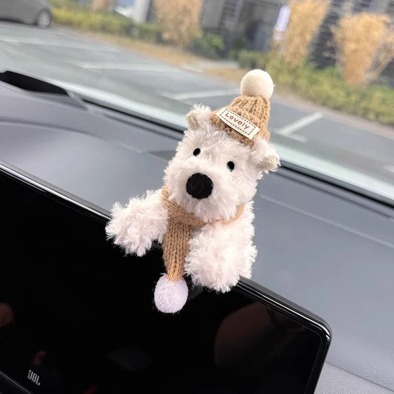 Car Dog Plush Toy Car Dashboard Decoration Switch Cover Automotive Interior Accessory In-Car Center Console Ornament