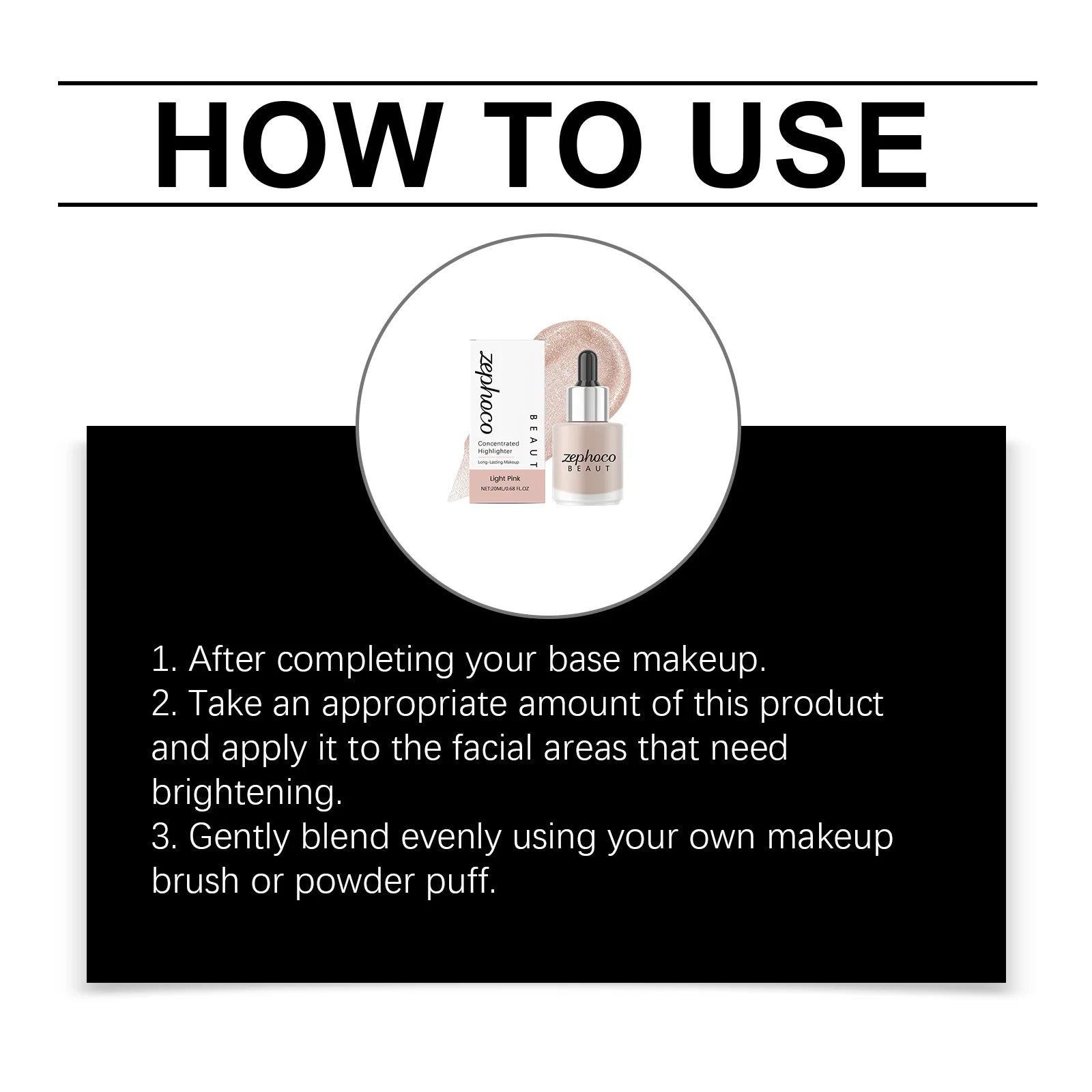 Concentrated Highlighter Liquid Enhance Skin Radiance Refined Makeup Effect Easy Application Suitable Daily Facial Makeup Zpaxo