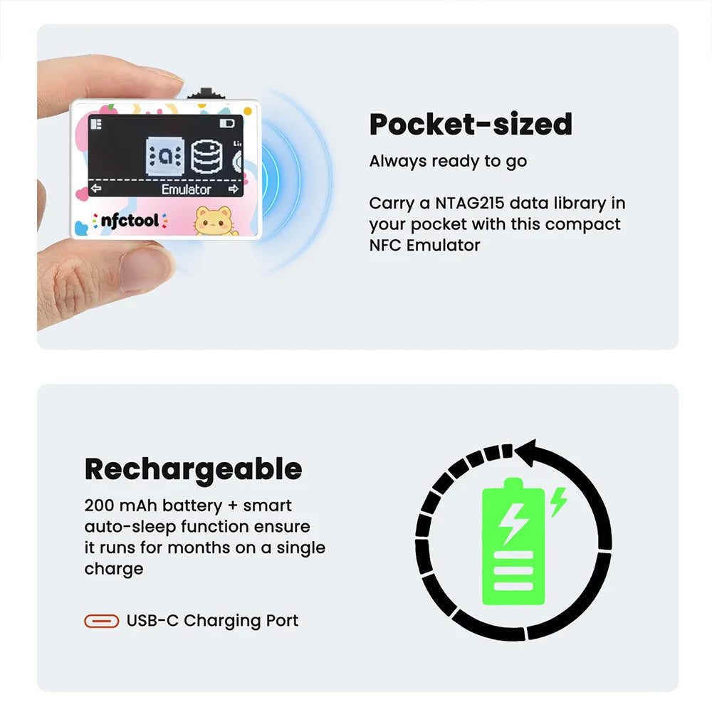 Infinite Swipe Smart NFC Pixl Card Simulator Support Induction Burner Feature & 15 Languages for Amiibo/Switch/Switch2/3DS/Wii U Zpaxo