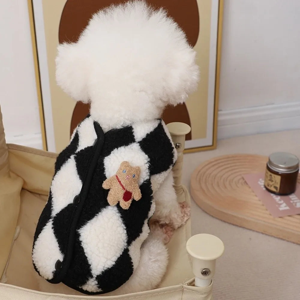 Plaid Fleece Dog Vest Coat – Winter Outfit for Small Dogs Dog Vest Coat Zpaxo
