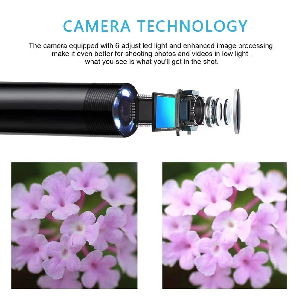 7mm Type-C Endoscope Camera IP67 Waterproof 6 LED USB Borescope Inspection Borescope Camera Zpaxo