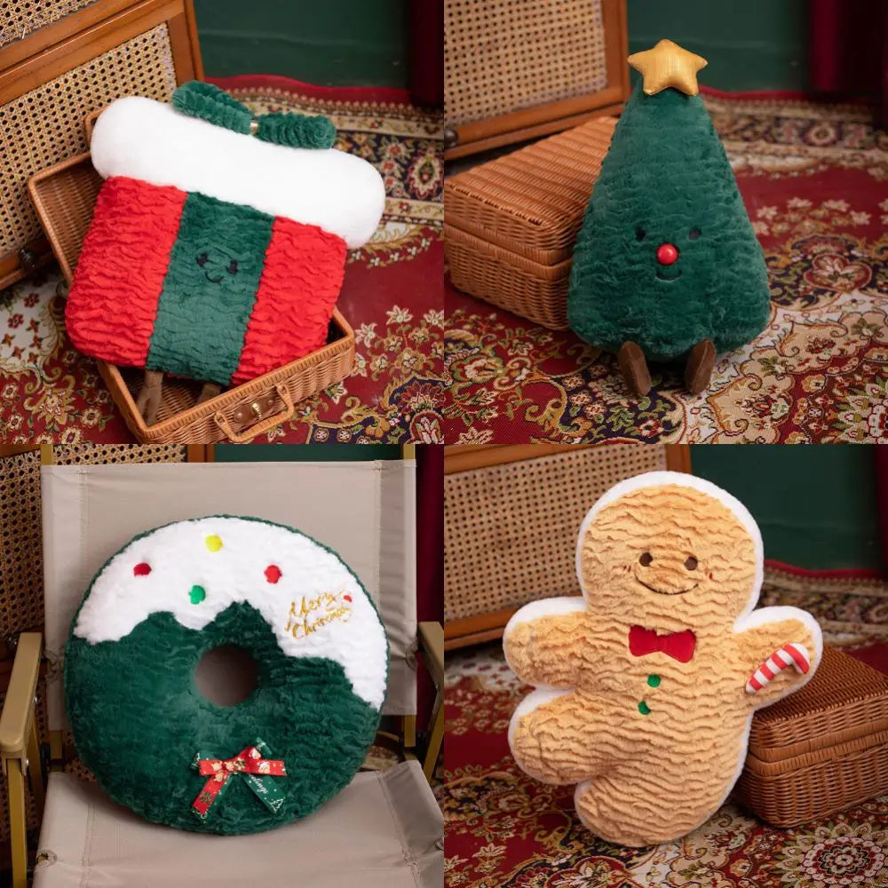 Christmas gift gingerbread man holiday gift box Christmas tree plush doll INS cute comfortable sofa pillow decoration cushion Zpaxo