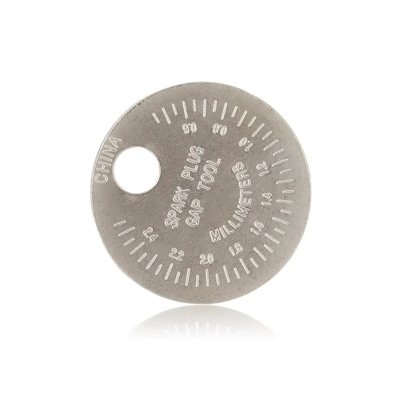 Coin-Type Spark Plug Gap Tool – 0.6–2.4mm Feeler Gauge
