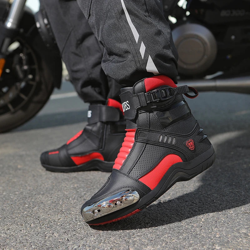 Lexsan Motorcycle Boots Men Leather Motos Breathable Anti Slip