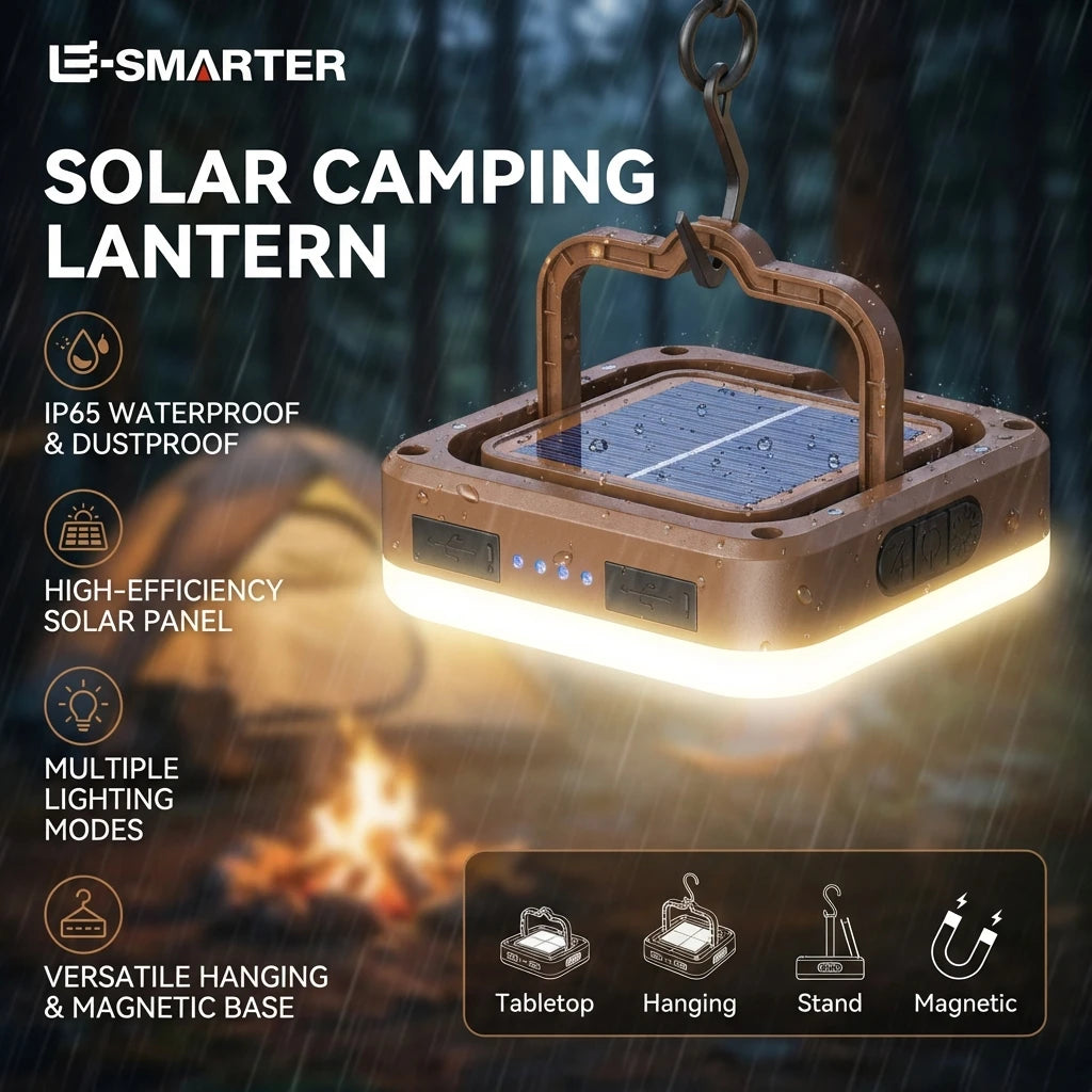 ESMARTER COB Solar Camping Lantern – Waterproof Hanging Light