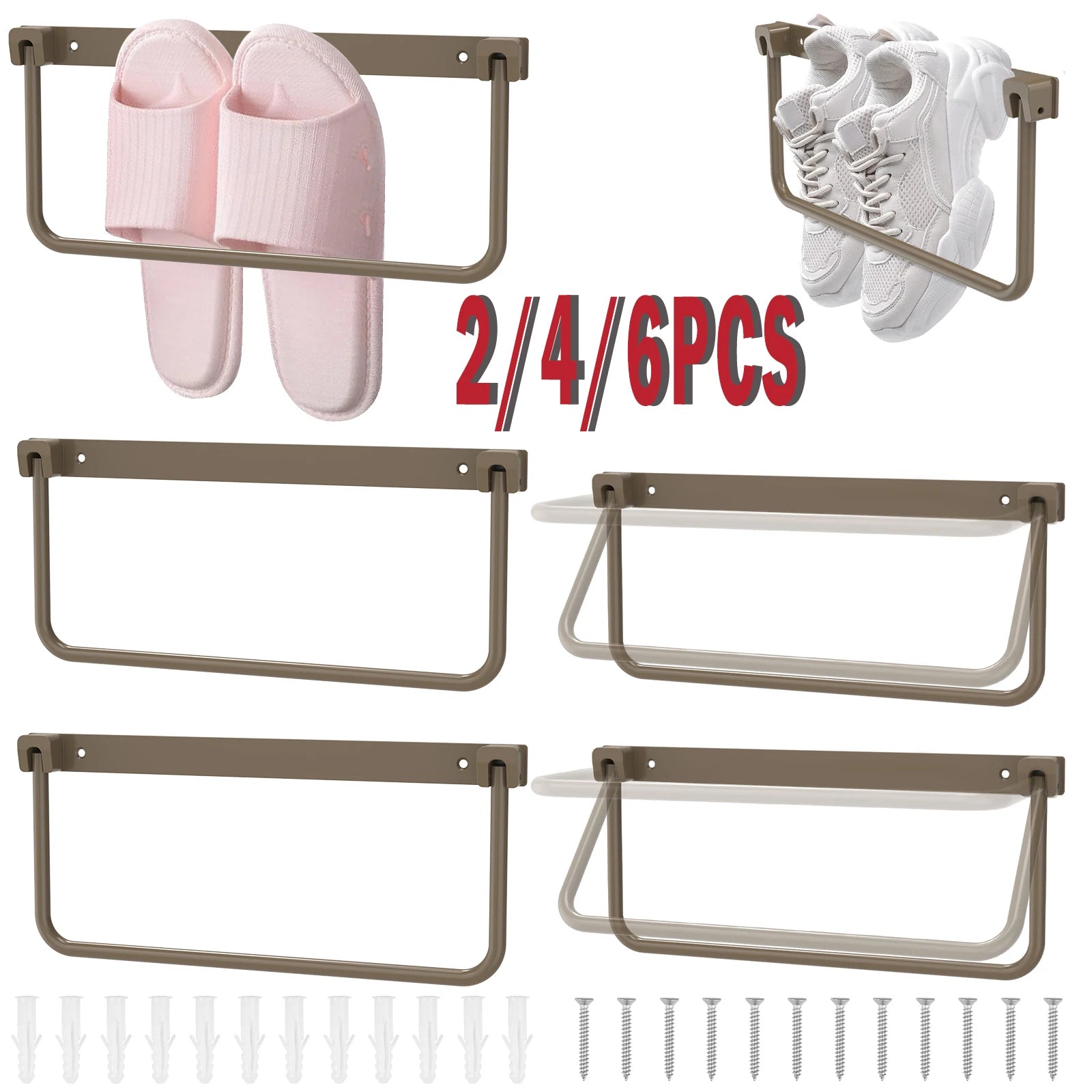 2/4/6Pcs RV Shoe Storage Aluminum Alloy Foldable RV Shoe Holder Rack Space Saving Camper Wall Mounted Rack for Traveling Camping Zpaxo