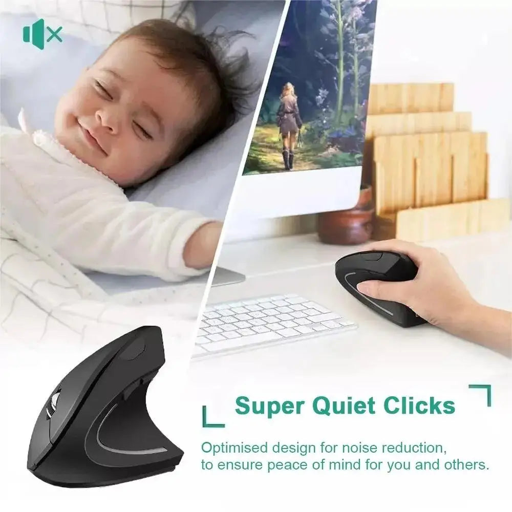 Vertical Ergonomic Recharge Wireless Mouse USB 2.4 Mice Adjustable 800/1200/1600 DPI 6 Buttons For Laptops Computer Accessories Zpaxo
