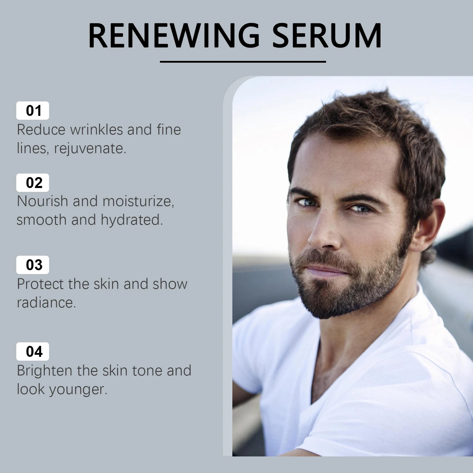 Men Renewing Serum Spray Hydrating & Firming Face Essence Wrinkle Reduction Shrink Pores Smoothing Tightening Skin Care Zpaxo