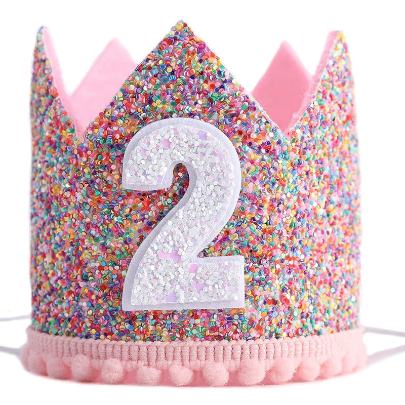 Pink Princess Crown Baby Birthday Party Hat Half Year Old 1st 2nd 3rd Zpaxo Colorful 2
