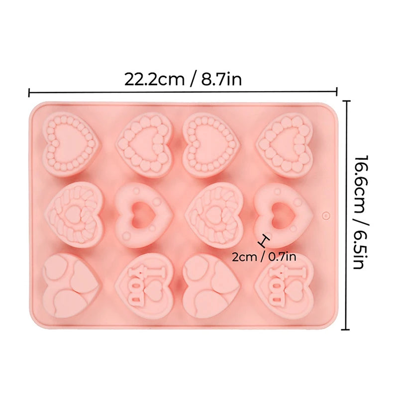 Heart Shape Silicone Mold, 3D Silicone Baking Mold For Fondant, Soap And Ice Cream, Easy Release Silicone Chocolate Candy Mold Zpaxo A1