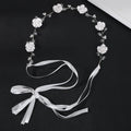 Hair Accessories Ribbon Bridal Headband Rose Flower Party Performance Pearl Flower Headband Floral Crown Women Zpaxo Silver