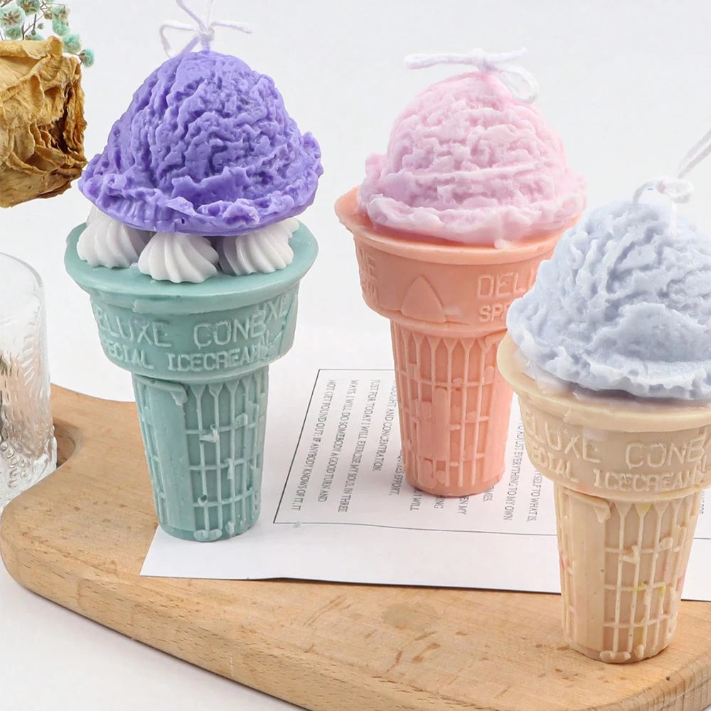 Ice Cream Silicone Candle Mold DIY Aromatherapy Soap Plaster Wax Making Ice Cream Cone Fondant Dessert Cake Baking Mold Zpaxo
