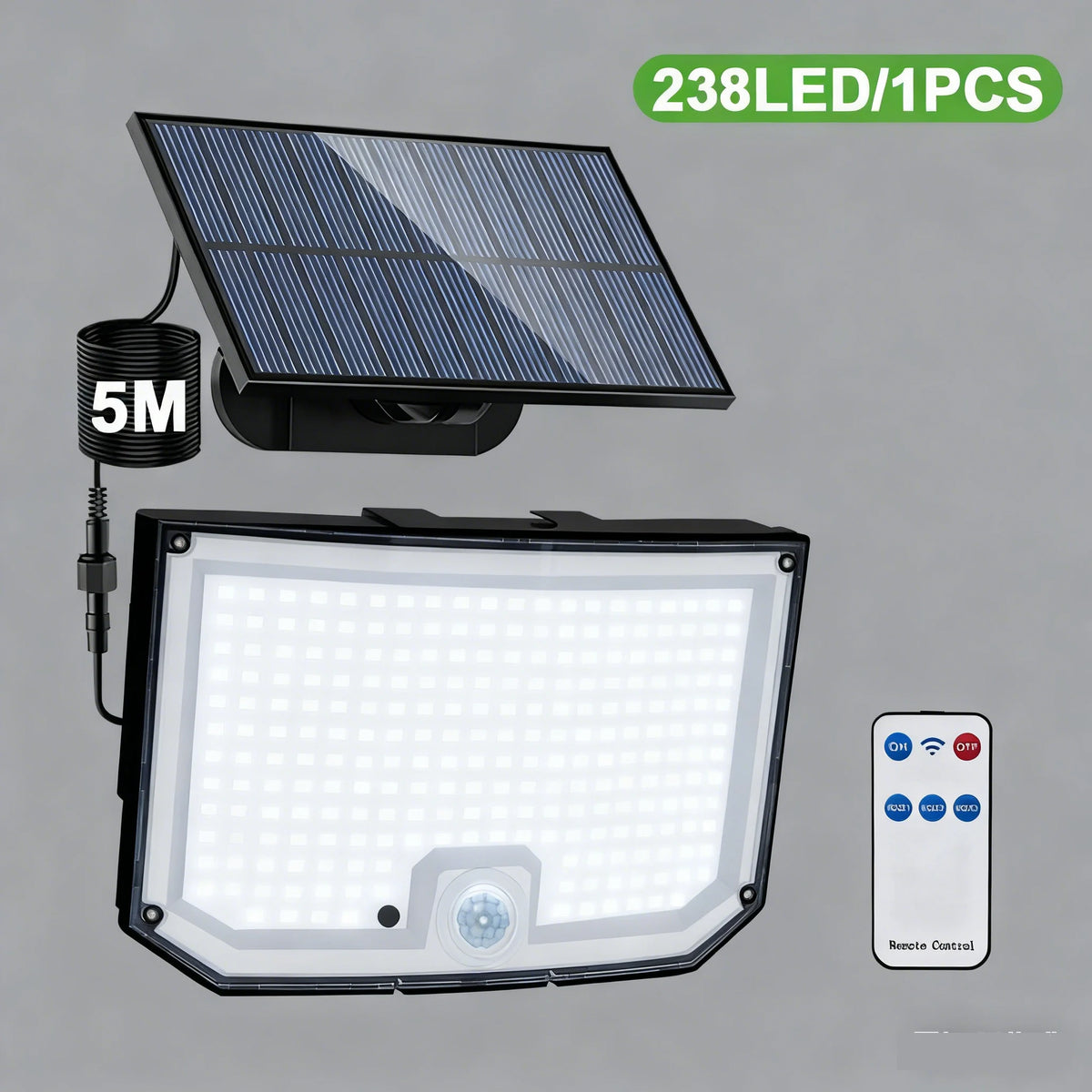 Solar Outdoor Motion Detector Lamp 400LED Solar Powered Wall Light 3 Modes Waterproof Flood Lights Garden Front Door Yard Zpaxo 238LED White 1pc
