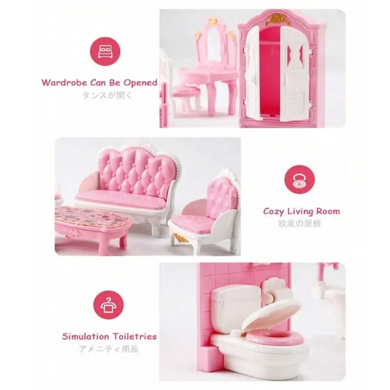 Children's Mini Doll House Accessories Pretend Play Toys Family Scene
