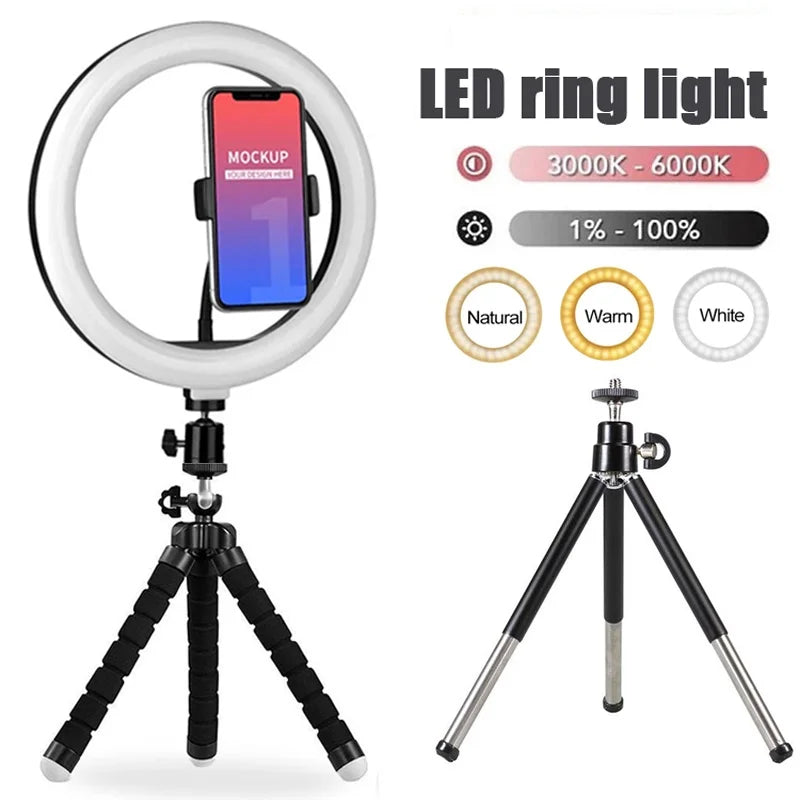 LED Selfie Ring Lighting Photographic Lamp Fill Light Mini Tripod
