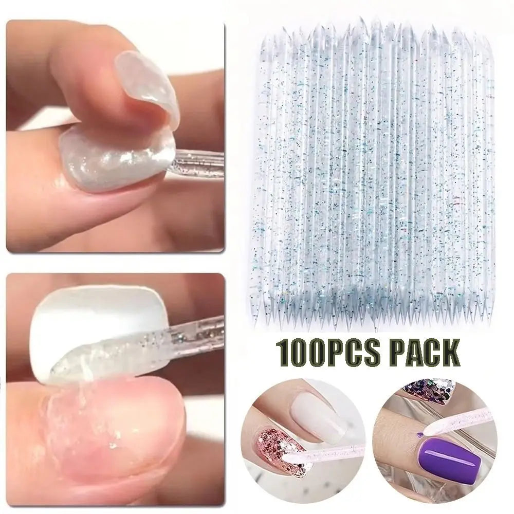 Dual-ended Nail Cuticle Pusher 75 Length Rhinestones Decoration Art Zpaxo