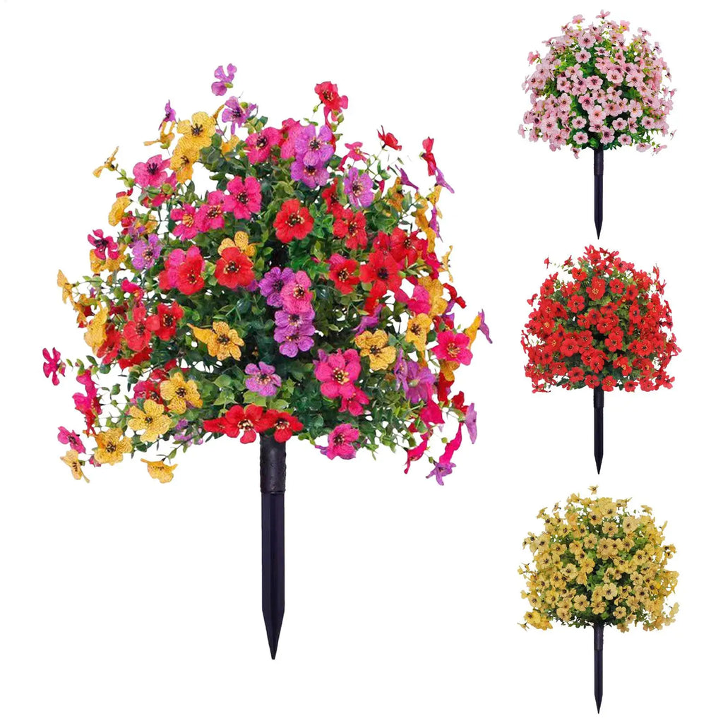 Artificial Shrubs Faux Flower Ball Spike Insert Fake Topiary Plant