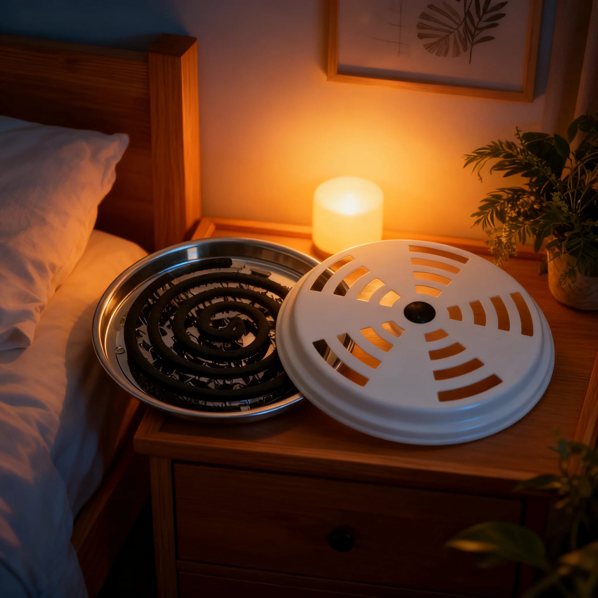 Mosquito Coil Holder with Lid – Safe Metal Burner, Outdoor Use Mosquito Coil Holder Zpaxo