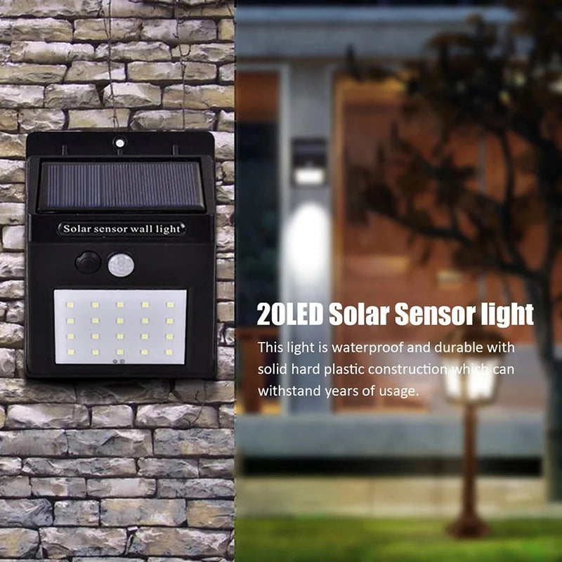 Solar Motion Sensor Wall Light – 20–30 LED Waterproof Outdoor