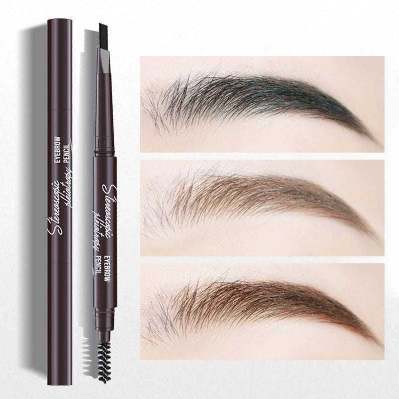 5 Colors Double-Ended Eyebrow Pencil with Brush Waterproof Lasting Auto-Rotate Professional Eyebrow Stick Eye Makeup for Women Zpaxo