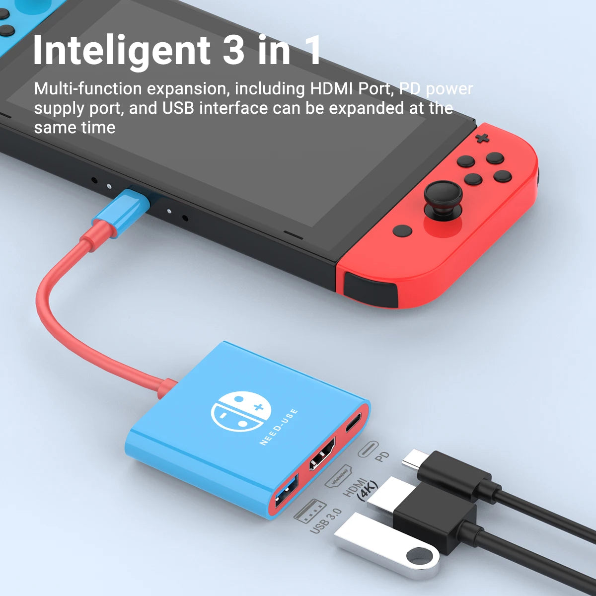 4K HDMI Adapter TV Docking Station for Nintendo Switch OLED USB 3.0 Type C Port Charging Dock Station with HDMI Output Zpaxo