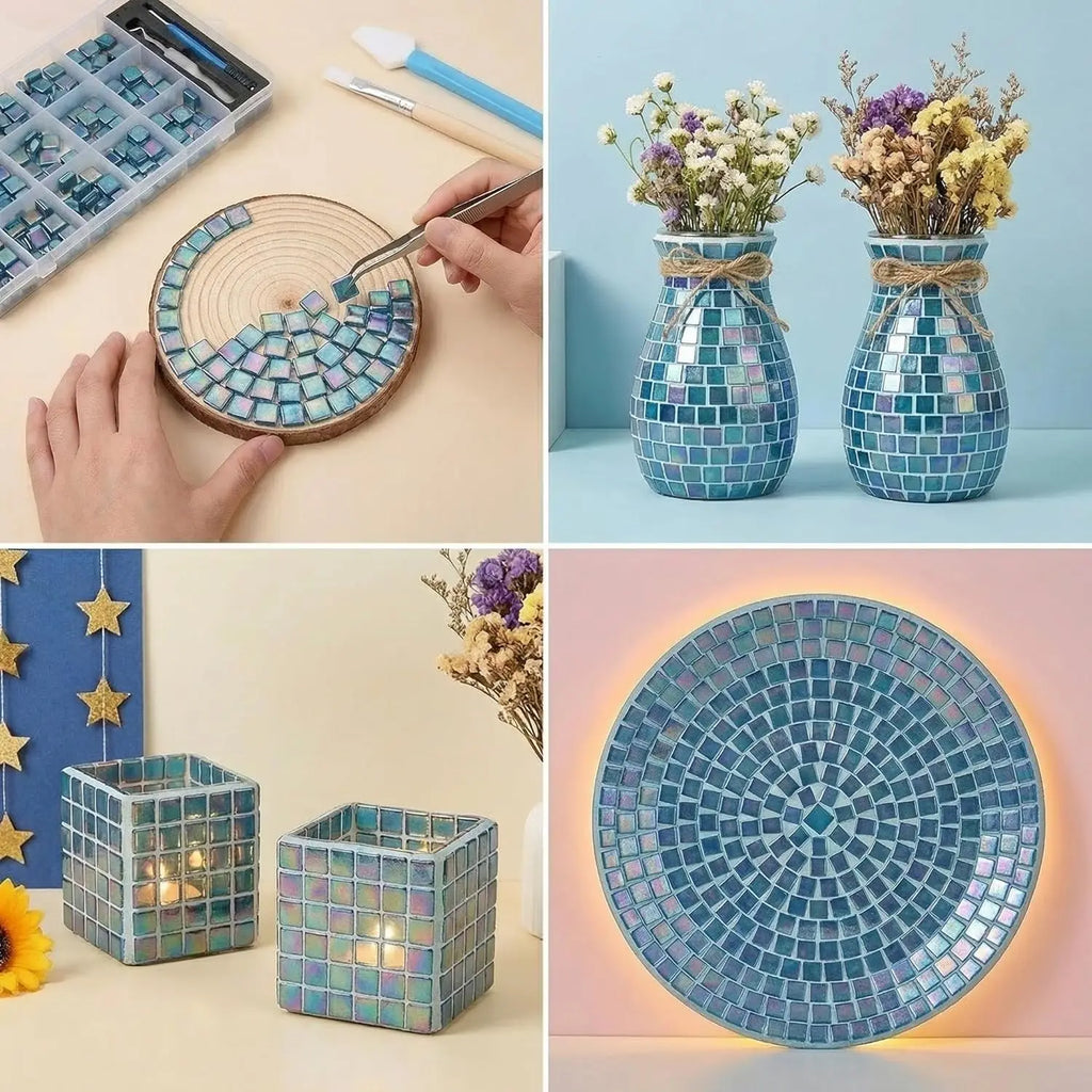 Blue Glass Mosaic Tiles 160pcs – DIY Craft & Jewelry Kit Glass Mosaic Tiles Zpaxo