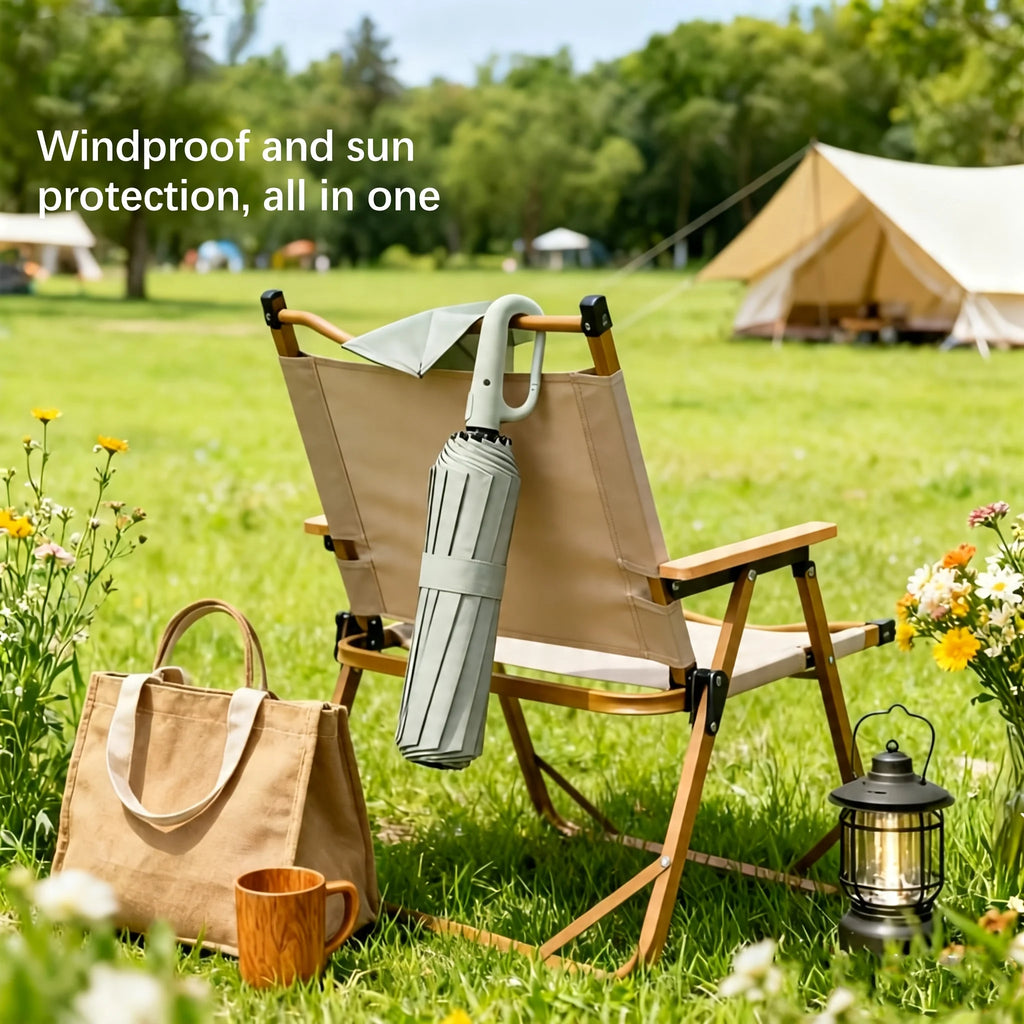 Carabiner Clip, Portable, Hands-free, Automatic Folding Umbrella. Features Reinforced Thickened Windproof Ribs and Canopy Zpaxo