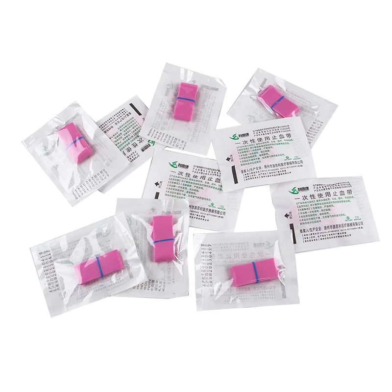10strips Pre Cut Pink Elastic Belt Disposable Tourniquet First Aid Zpaxo 10pcs