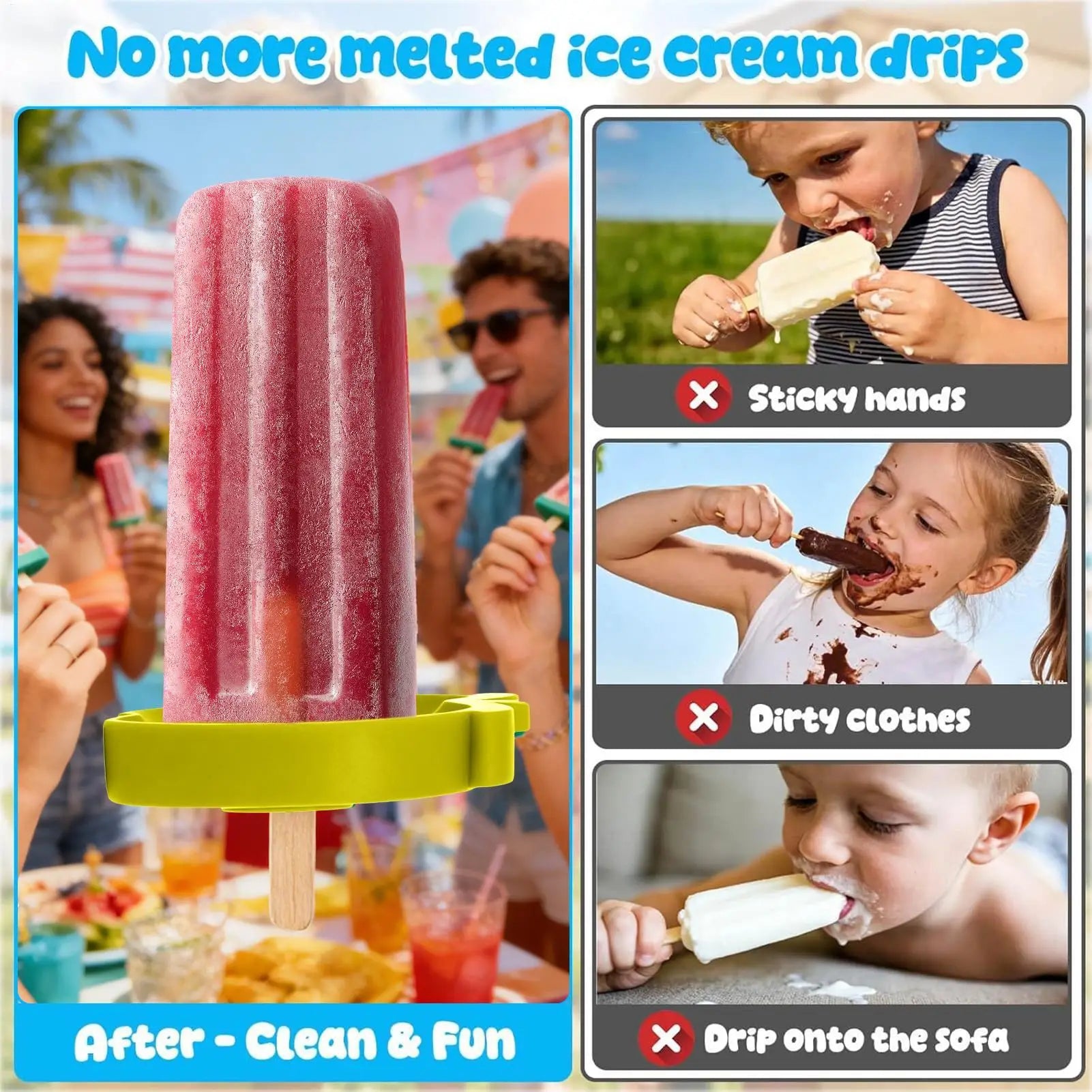 Silicone Ice Cream Holder – Drip-Proof Popsicle Cone Bracket Ice Cream Holder Zpaxo