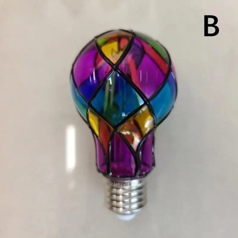 4W ST64 LED Light Bulb Stained Glass Light Bulb Painted Glass E26 Base Mosaic Night Lamp Home Decor Romantic Festive Atmosphere Zpaxo B