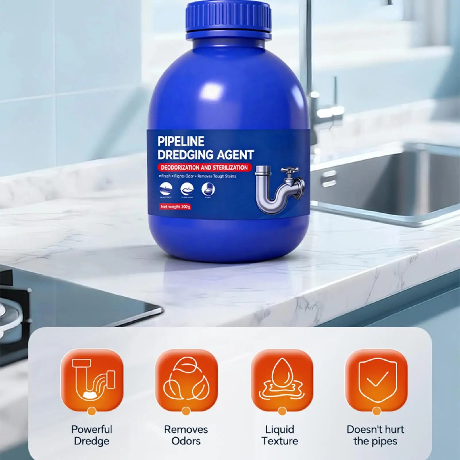 Drain Cleaner Powder Fast Acting Unclog Opener Sink Shower Bathtub