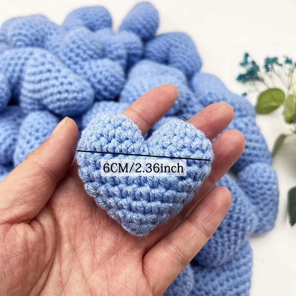 3pcs Knitted Hearts Valentine's Day Wedding Home Decoration Supplies, Handmade DIY Blue, Red, White, Pink Zpaxo