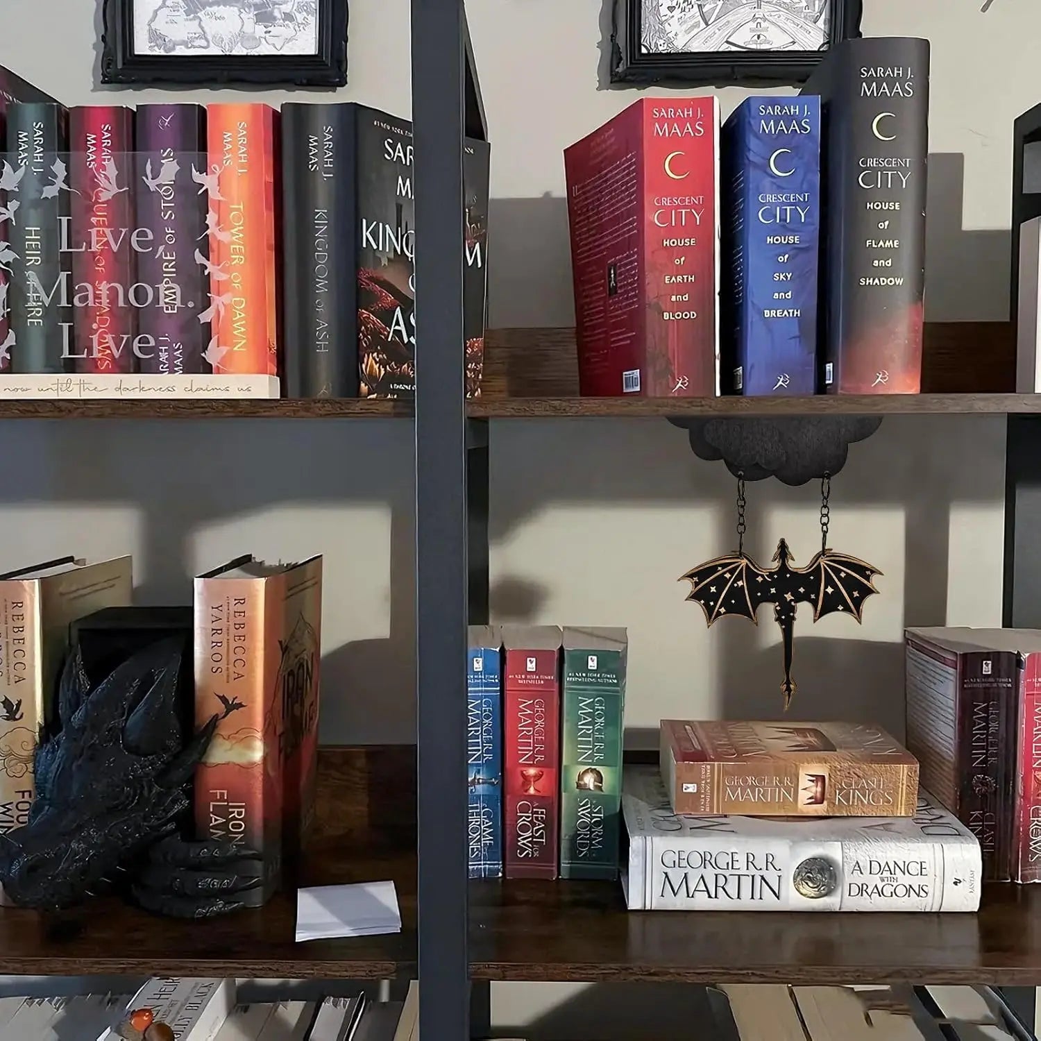 Wood Dragon Wall Shelf – Witchy Goth Decor for Book Lovers