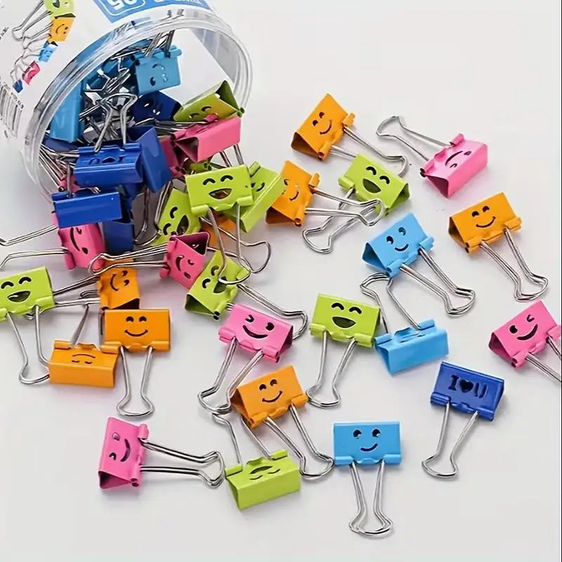 2/12pcs random Smiley Face Long Tail Clips – Colorful Hollow Design, Creative Ledger Clip, Gift for All Seasons Zpaxo