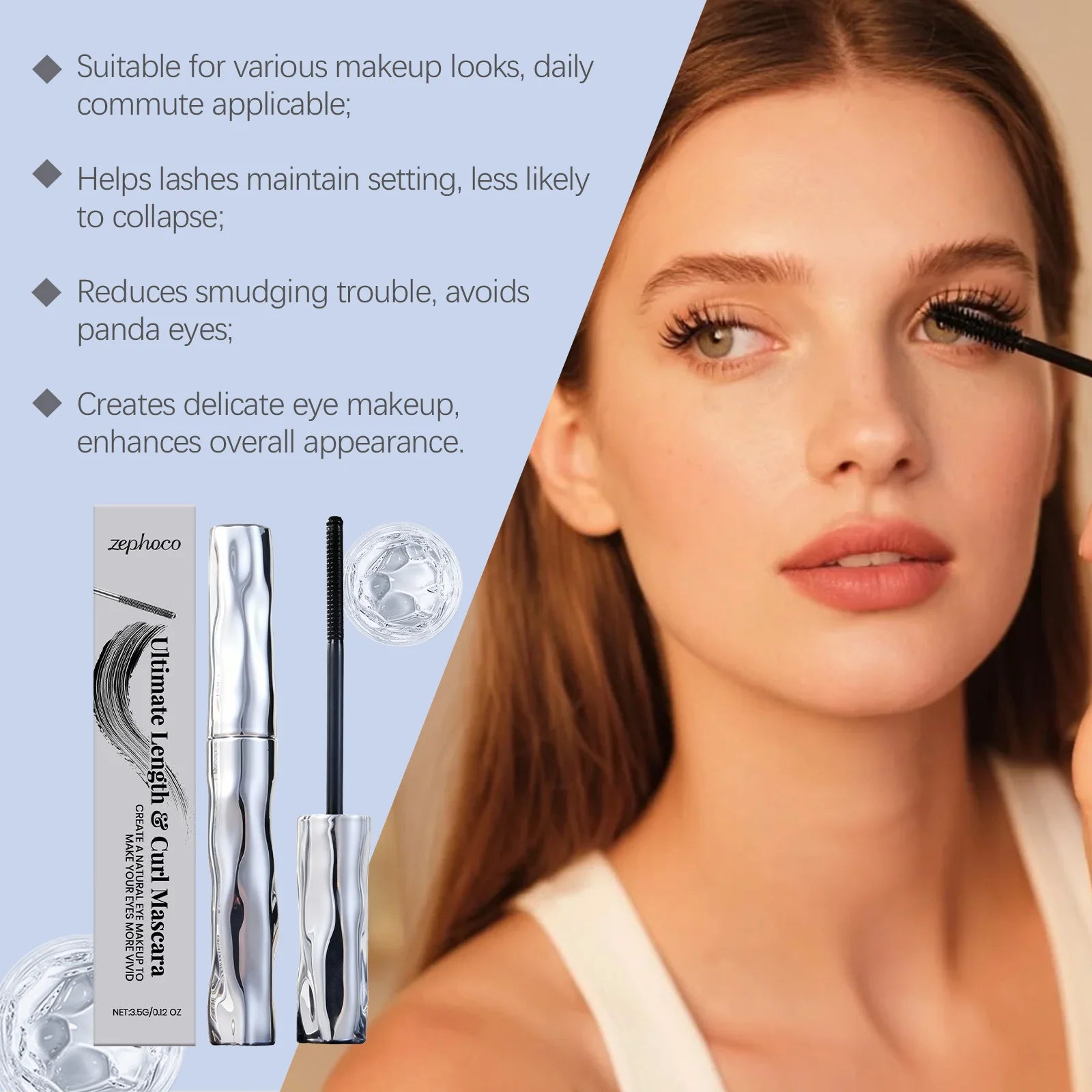 Zephoco Waterproof Long-lasting Mascara Naturally Curled Shaped Zpaxo