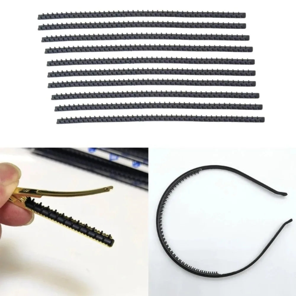 Two Rows Teeth Shaped Anti Slip Strip Black DIY Handmade Hairpin Back Zpaxo