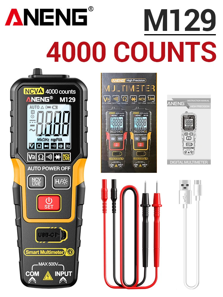 Lithium Ion Multimeter Automatic Range Anti Burn AC DC Voltage