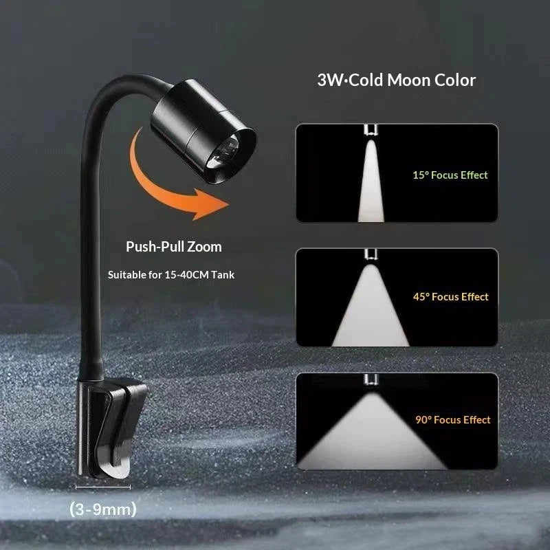 1Pcs 3W South American Aquarium Spotlight Zoomable LED Fish Tank Lamp Zpaxo A2 CN Plug