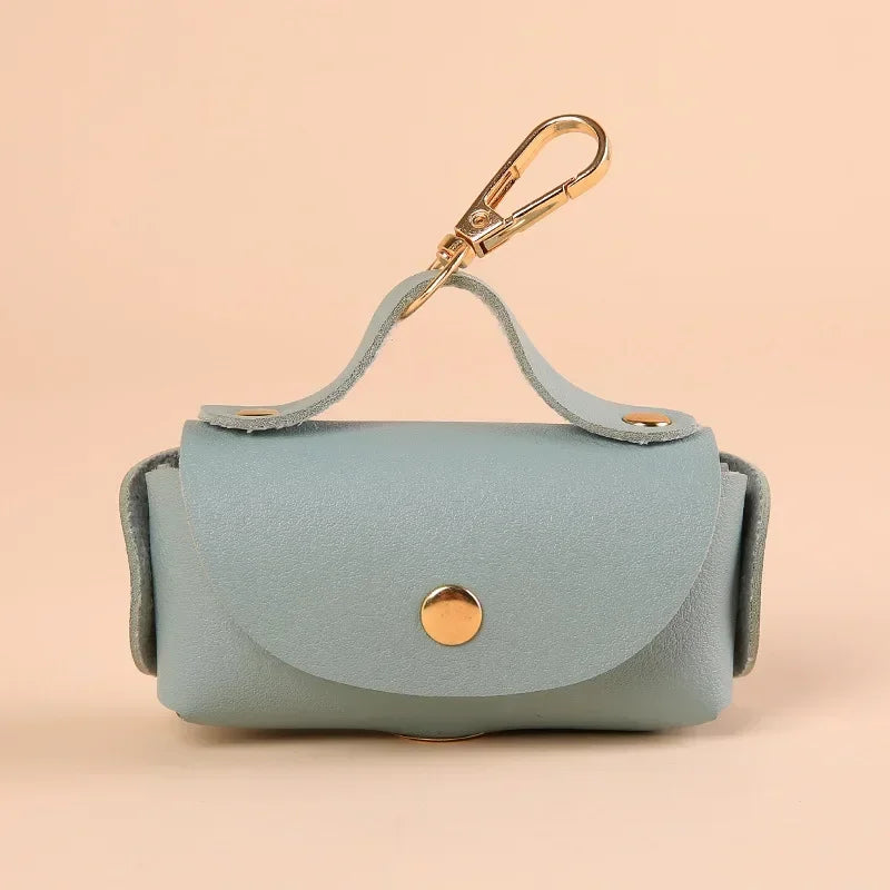 Stylish Pet Bag Holder Faux Leather Pet Poop Bag Holder with Dispenser for Dog Bags Portable Dog Poop Bag Organizer Supplies Pet Zpaxo Light blue