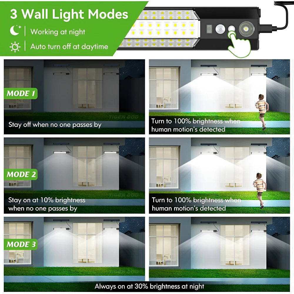 316/158 LED Solar Lamp Motion Sensor Outdoor Camping Wall Light Waterproof Solar Powered Security Light Garden Fence Garden Zpaxo