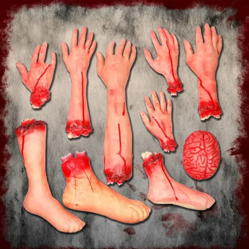 Halloween Fake Bloody Body Parts Realistic Severed Hands Legs Arms