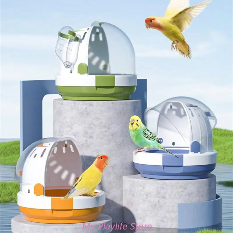 Portable Clear Bird Carry Case Transport Cage Parrots Carrier