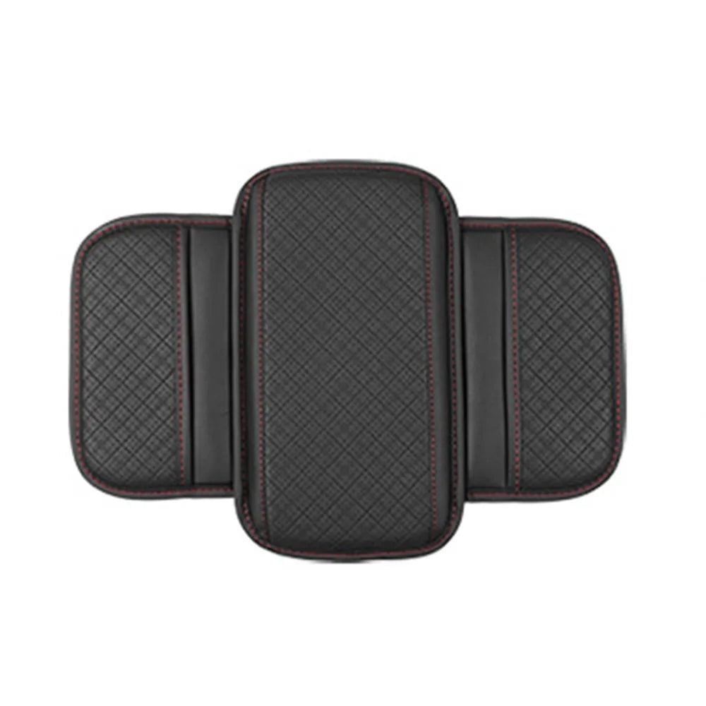 Universal Auto Armrest Pad PU Leather Anti Slip Center Console Cushion Waterproof with Storage Pocket Arm Rest Protector Mat Zpaxo Black-Red