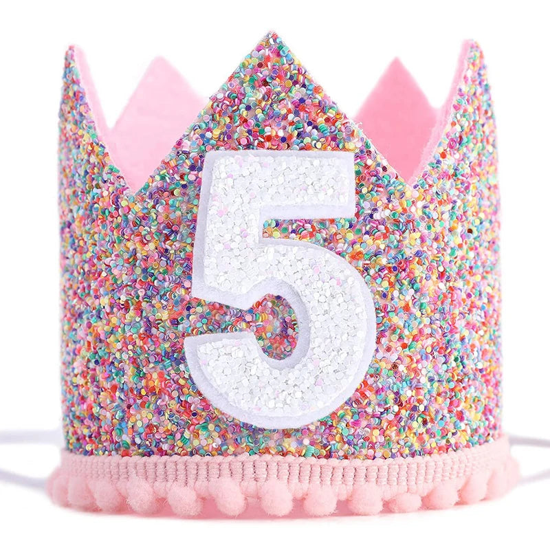 Pink Princess Crown Baby Birthday Party Hat Half Year Old 1st 2nd 3rd Zpaxo Colorful 5