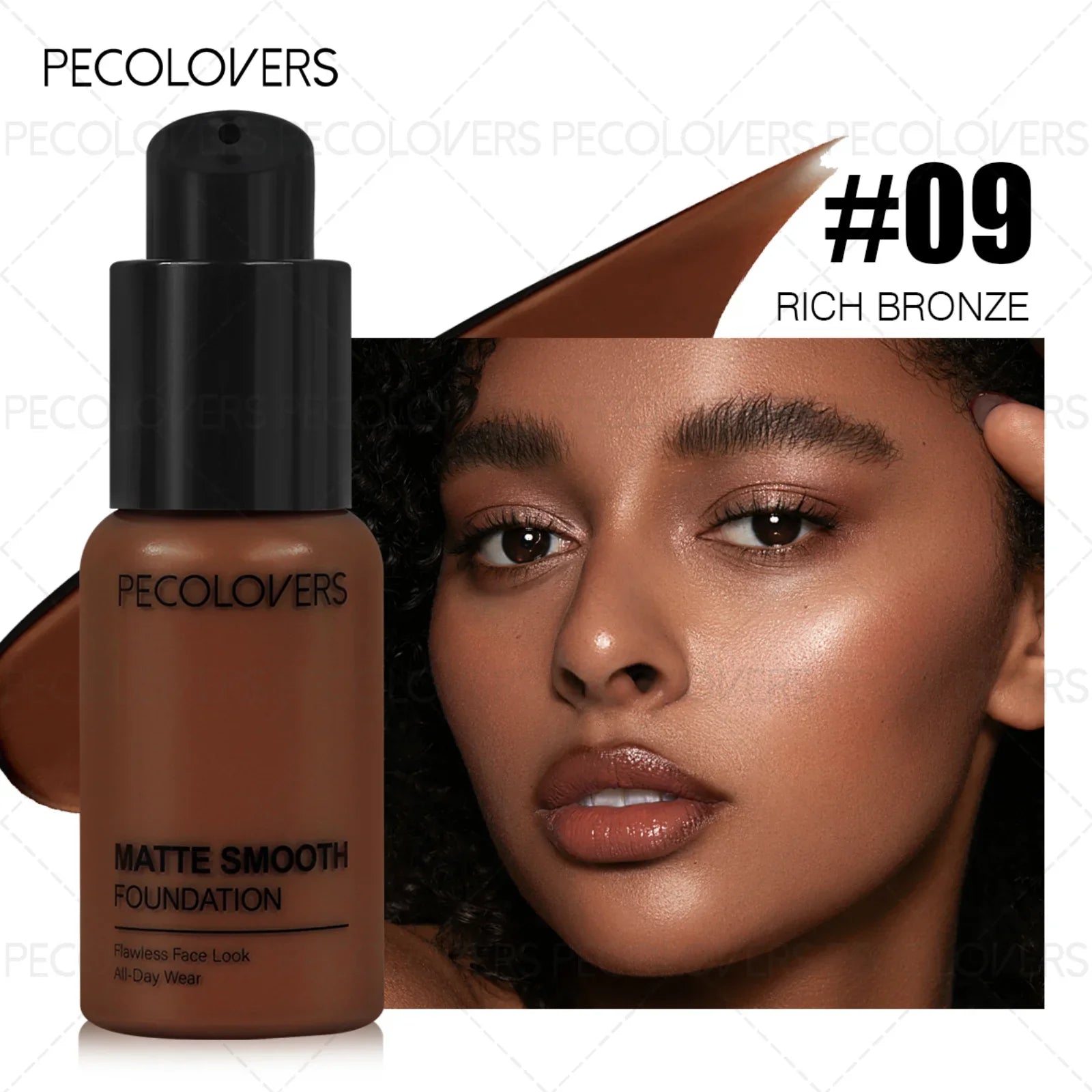 1PC Flawless Liquid Foundation - Full Coverage, Matte, Waterproof, Conceals Blemishes, Multiple Shades Zpaxo 09