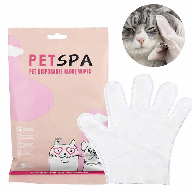 6-Pack No-Rinse Pet Grooming Gloves for Cats & Dogs