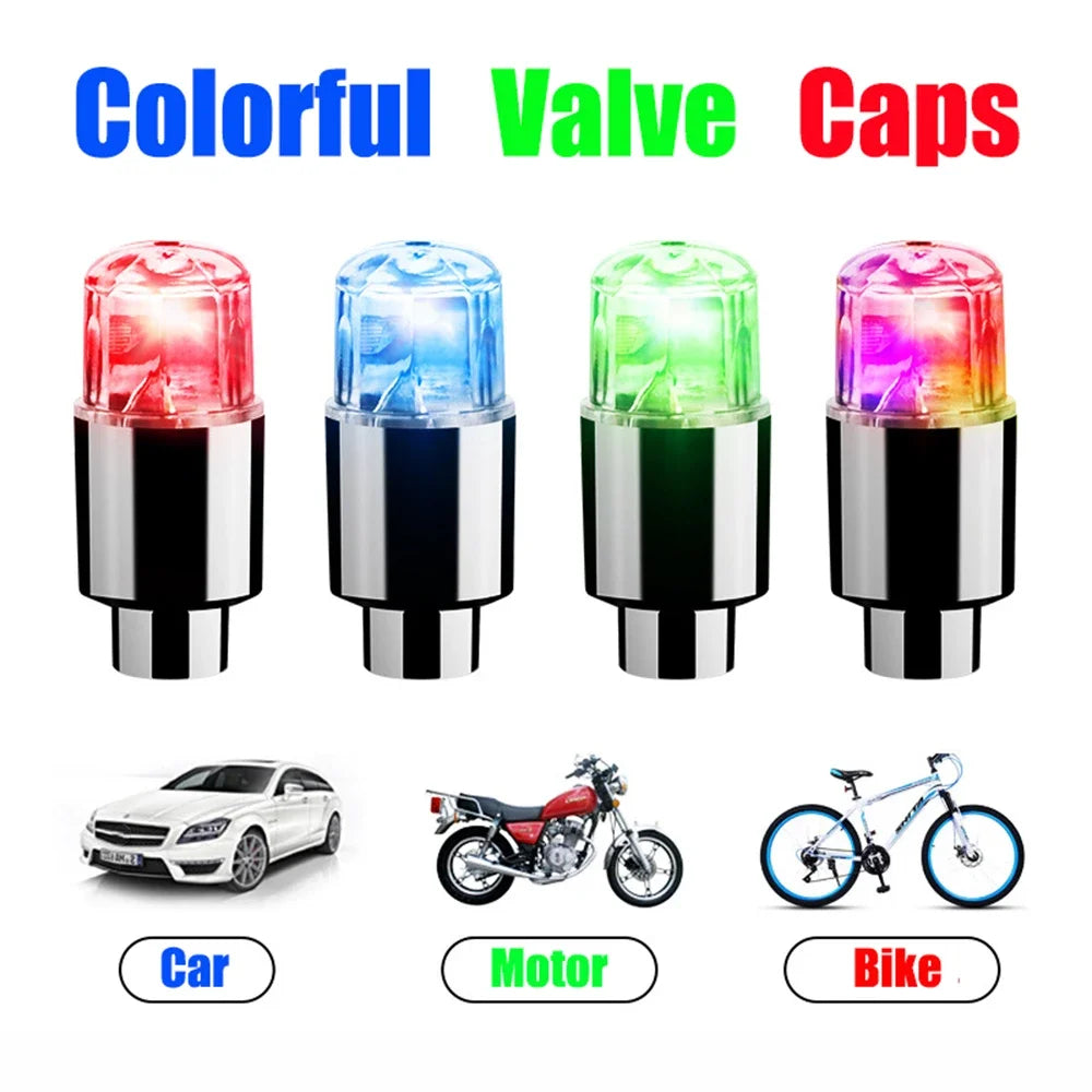 LED Tire Valve Caps – Glowing Wheel Lights for Cars & Bikes
